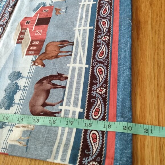 Vintage Horse Pillowcase Farm Barn Country Western Scene Handmade Pillow Case - Picture 9 of 10